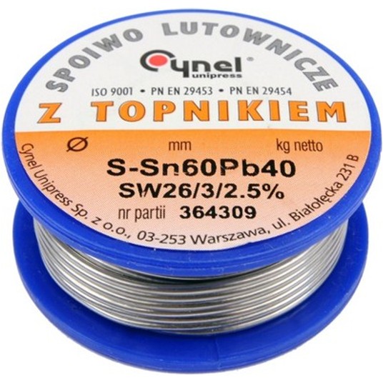Cyna 100g FI 2,0mm z topnikiem Sn60Pb40 CYNEL -zdjęcie numer 1