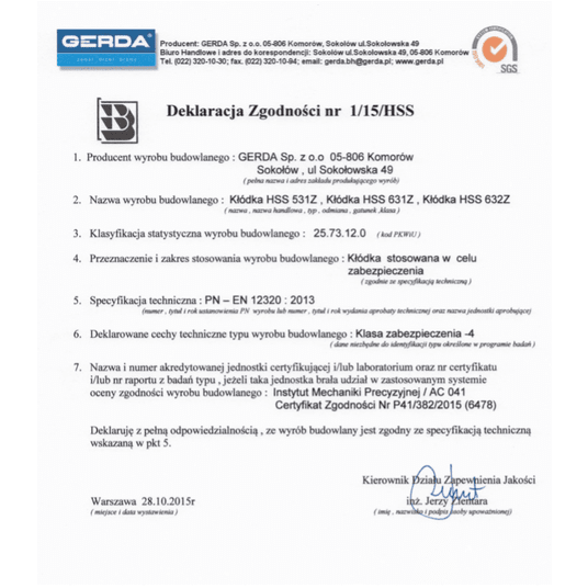 Kłódka pałąkowa GERDA HSS 531 Z atest klasa 4 C -zdjęcie numer 6