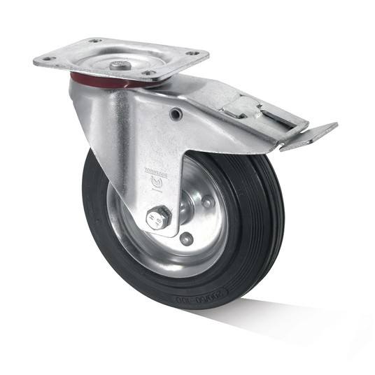 Koło 200/28 skrętne z płytką łoży+ hamulec 230kg -zdjęcie numer 1