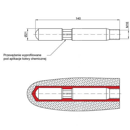 Kotwa M16 fi 21mm L-140mm -zdjęcie numer 2