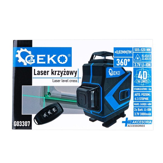 Laser krzyżowy 4x360 stopni zielona wiązka GEKO -zdjęcie numer 14