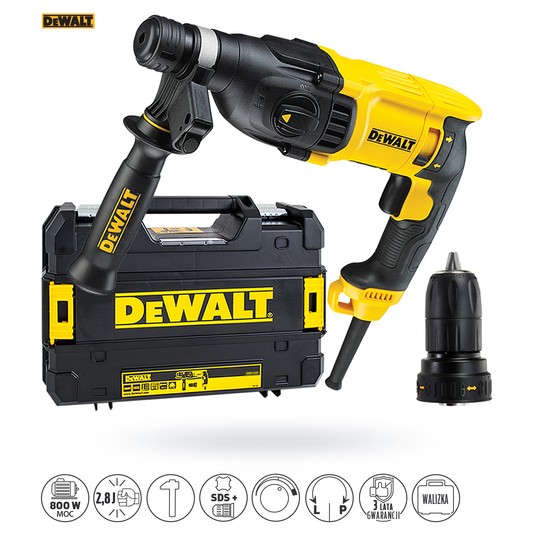 Młotowiertarka 800 W SDS+ 2,8j kufer+ akc DEWALT -zdjęcie numer 4