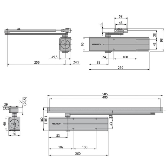 Samozamykacz DC300 + ramię CZARNY do 120kg ABLOY -zdjęcie numer 5