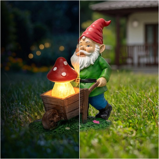 Solarna figurka ogrodowa – krasnal z taczką (12) -zdjęcie numer 4
