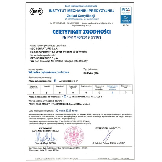 Wkładka 30/10 ATEST 5.2 B R6 nikiel mat 5kl ISEO -zdjęcie numer 10