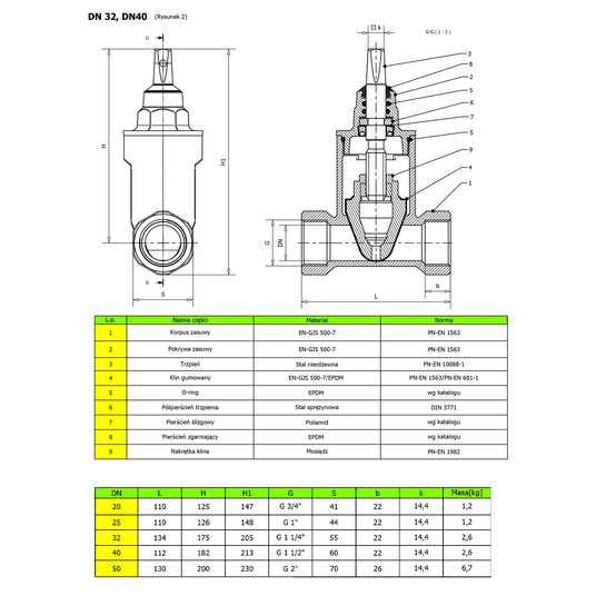 Zasuwa DN 40 gwintowana GW 6/4" GJS -zdjęcie numer 5
