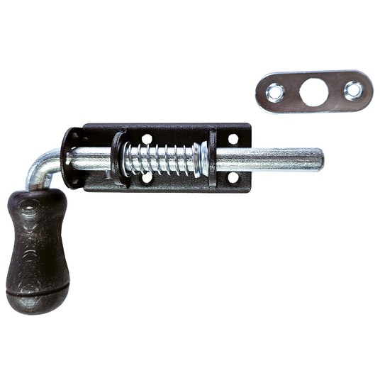 Zasuwa rygl.spręż L-110mm oc wąska drew/lak. prosz -zdjęcie numer 1