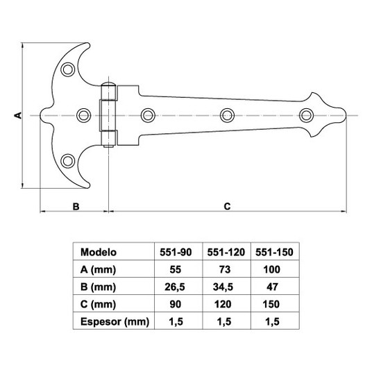 Zawias okiennicowy L-150mm czarny MOD 551 AMIG -zdjęcie numer 4