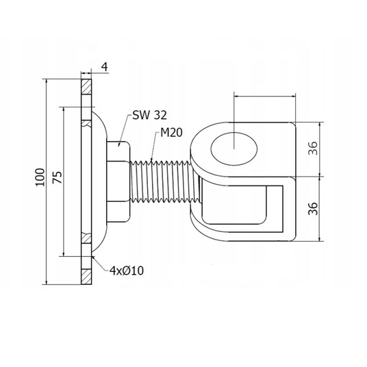 Zawias regul do drewna M-20mm pods 100x100mm -zdjęcie numer 3