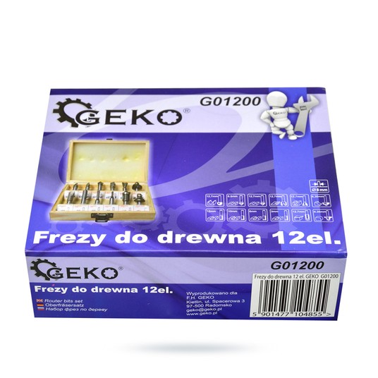 Zestaw frezów do drewna 8mm 12cz GEKO -zdjęcie numer 5