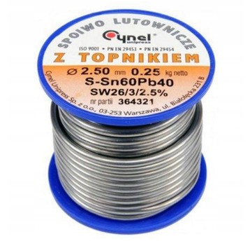 Cyna 250g FI 2,5mm z topnikiem Sn60Pb40 CYNEL