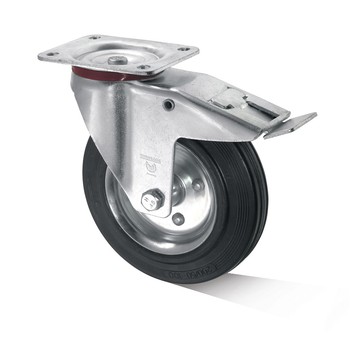 Koło 80/19 skrętne z płytką łoży+ hamulec 55 kg