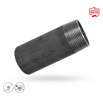 Króciec czarny 15 1/2" L-100 jednostronnie gwint