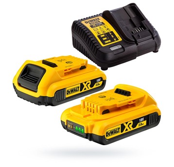 Ładowarka uniwersalna + 2x bateria 18V 2Ah DeWalt