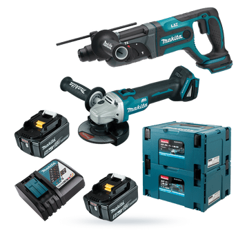 Szlifierka DGA504 + młotow DHR241 2x5Ah MAKITA