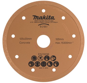 Tarcza diamentowa pełna 125x20mm na mokro Makita