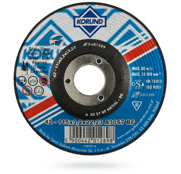 Tarcza do metalu 115x3,2 NORTON KORUND wypukła