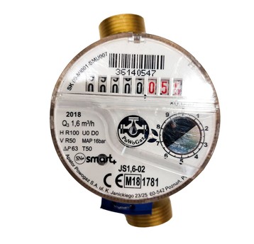 Wodomierz WC 1/2" 1,6m3 METRON + karta GWAR